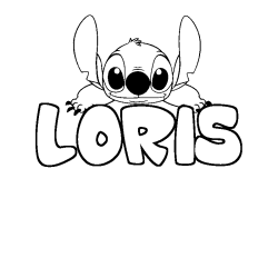 Coloring page first name LORIS - Stitch background