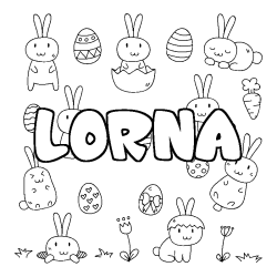 Coloring page first name LORNA - Easter background