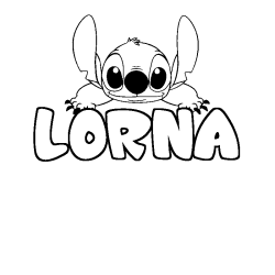 Coloring page first name LORNA - Stitch background