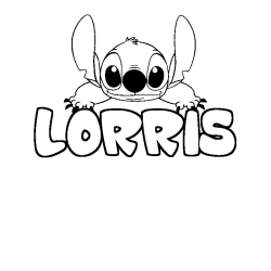 Coloring page first name LORRIS - Stitch background
