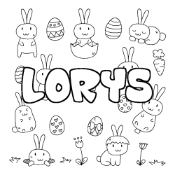 Coloring page first name LORYS - Easter background