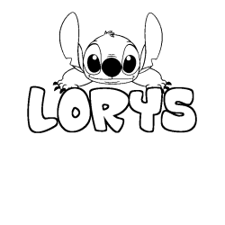 Coloring page first name LORYS - Stitch background
