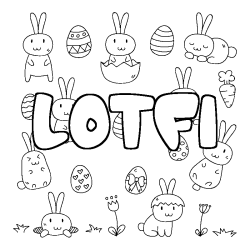 Coloring page first name LOTFI - Easter background