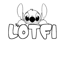 Coloring page first name LOTFI - Stitch background