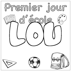 Coloring page first name LOU - School First day background