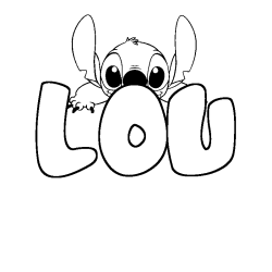 Coloring page first name LOU - Stitch background