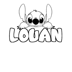 Coloring page first name LOUAN - Stitch background