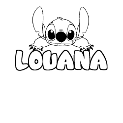 Coloring page first name LOUANA - Stitch background