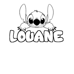 Coloring page first name LOUANE - Stitch background