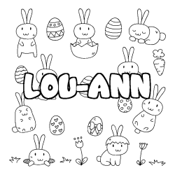 Coloring page first name LOU-ANN - Easter background