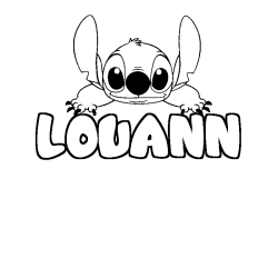 Coloring page first name LOUANN - Stitch background