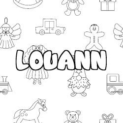 Coloring page first name LOUANN - Toys background