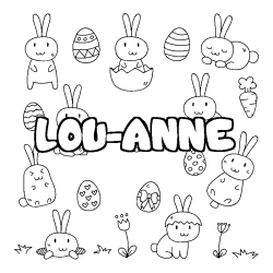 Coloring page first name LOU-ANNE - Easter background