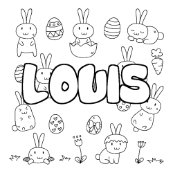 Coloring page first name LOUIS - Easter background
