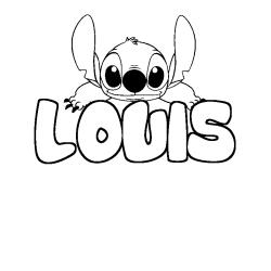 Coloring page first name LOUIS - Stitch background
