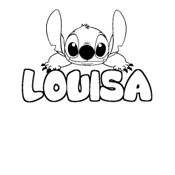 Coloring page first name LOUISA - Stitch background