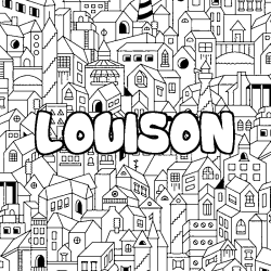 Coloring page first name LOUISON - City background