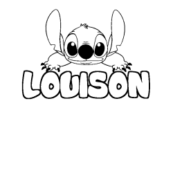 Coloring page first name LOUISON - Stitch background