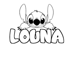 Coloring page first name LOUNA - Stitch background