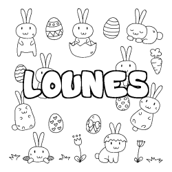 Coloring page first name LOUNES - Easter background