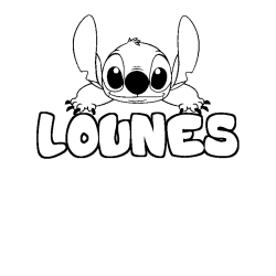 Coloring page first name LOUNES - Stitch background