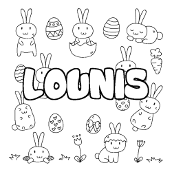 Coloring page first name LOUNIS - Easter background