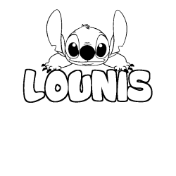 Coloring page first name LOUNIS - Stitch background