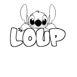 Coloring page first name LOUP - Stitch background