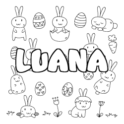 Coloring page first name LUANA - Easter background