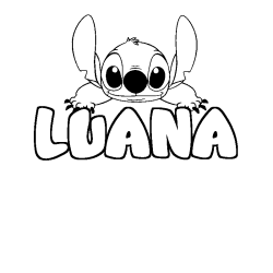 Coloring page first name LUANA - Stitch background