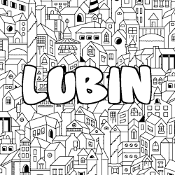 Coloring page first name LUBIN - City background