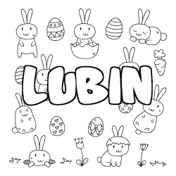 Coloring page first name LUBIN - Easter background