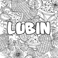 Coloring page first name LUBIN - Fruits mandala background