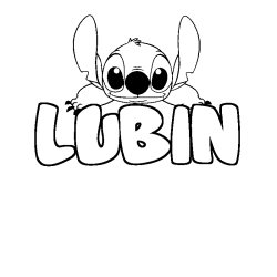 Coloring page first name LUBIN - Stitch background