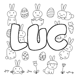 Coloring page first name LUC - Easter background