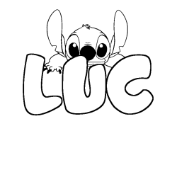 Coloring page first name LUC - Stitch background