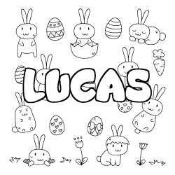 Coloring page first name LUCAS - Easter background