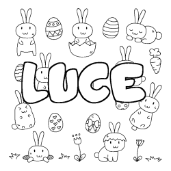 Coloring page first name LUCE - Easter background