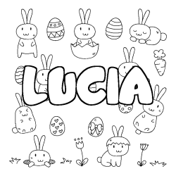 Coloring page first name LUCIA - Easter background