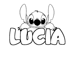 Coloring page first name LUCIA - Stitch background