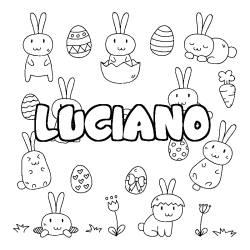 Coloring page first name LUCIANO - Easter background