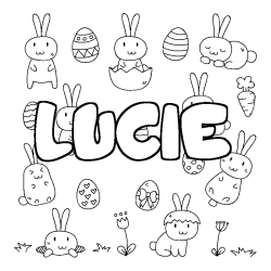 Coloring page first name LUCIE - Easter background