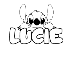 Coloring page first name LUCIE - Stitch background