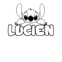Coloring page first name LUCIEN - Stitch background