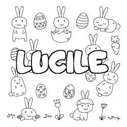 Coloring page first name LUCILE - Easter background