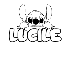 Coloring page first name LUCILE - Stitch background