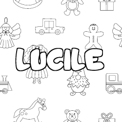 Coloring page first name LUCILE - Toys background