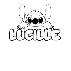 Coloring page first name LUCILLE - Stitch background