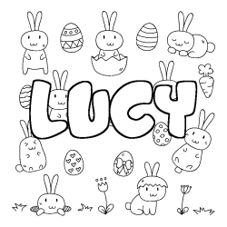 Coloring page first name LUCY - Easter background