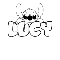 Coloring page first name LUCY - Stitch background